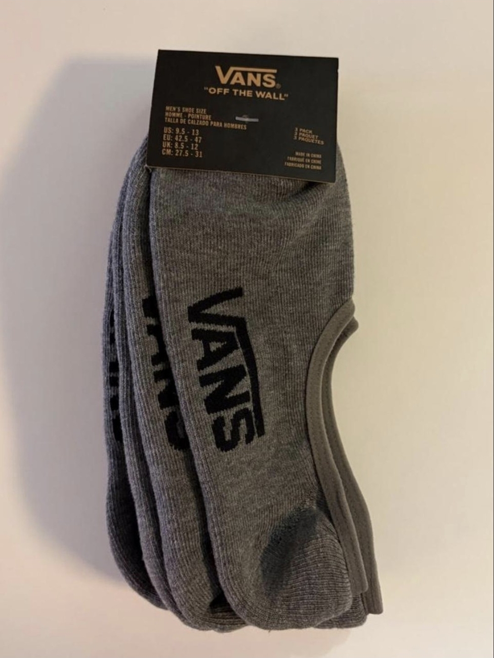 Vans Gray Low-Cut No-Show Athletic Socks with Black Logo